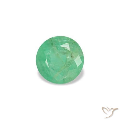 Émeraude vert naturelle coupe roude, 0,17 ct, VS-SI