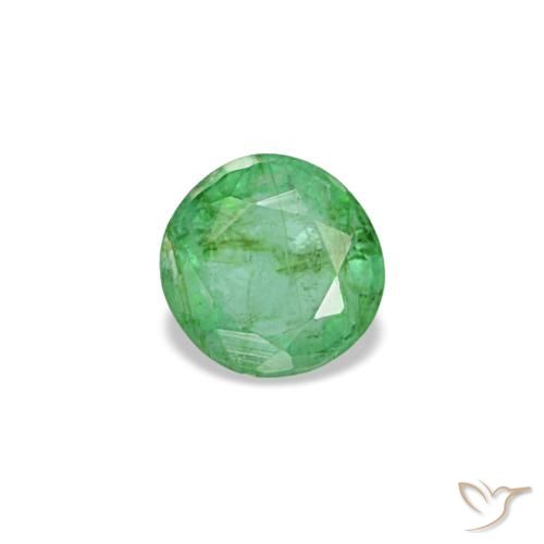Émeraude vert naturelle coupe roude, 0,19 ct, VS-SI
