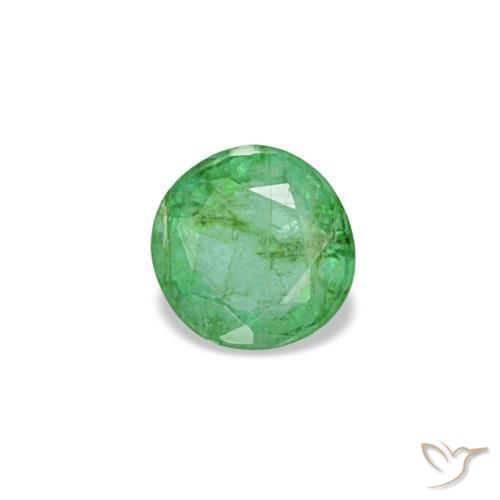 Émeraude vert naturelle coupe roude, 0,19 ct, VS-SI