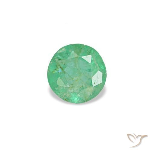 Émeraude vert naturelle coupe roude, 0,17 ct, VS