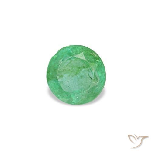 Émeraude vert naturelle coupe roude, 0,17 ct, VS-SI