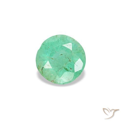 Émeraude vert naturelle coupe roude, 0,17 ct, VS-SI