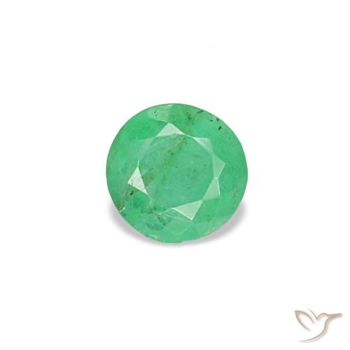 Émeraude vert naturelle coupe roude, 0,19 ct, VS-SI