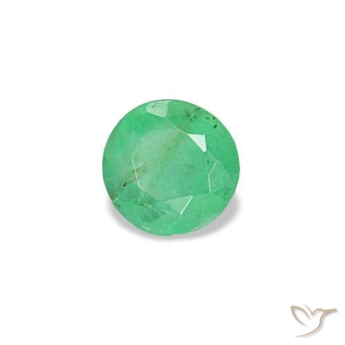 Émeraude vert naturelle coupe roude, 0,19 ct, VS-SI