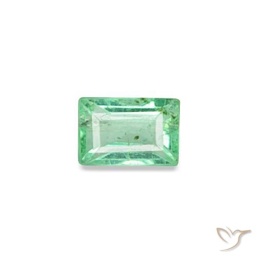 Émeraude vert naturelle baguette, 0,13 ct, VS