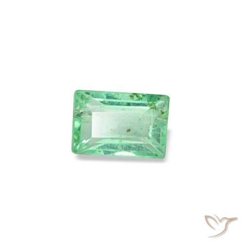 Émeraude vert naturelle baguette, 0,13 ct, VS