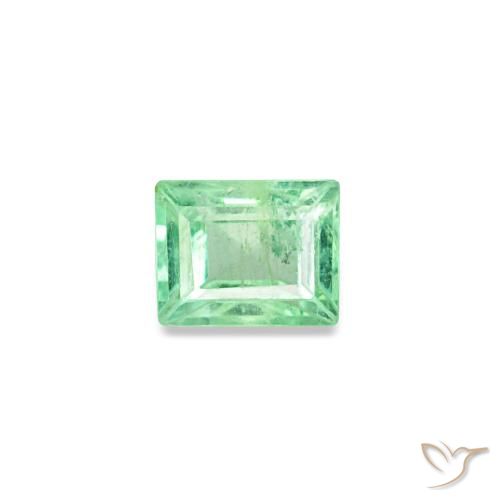 Émeraude vert naturelle baguette, 0,14 ct, VS