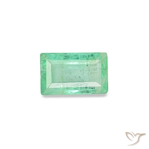 Émeraude vert naturelle baguette, 0,13 ct, VS-SI