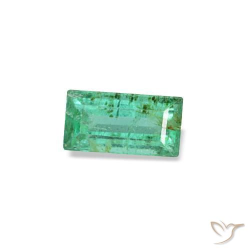 Émeraude vert naturelle baguette, 0,14 ct, SI