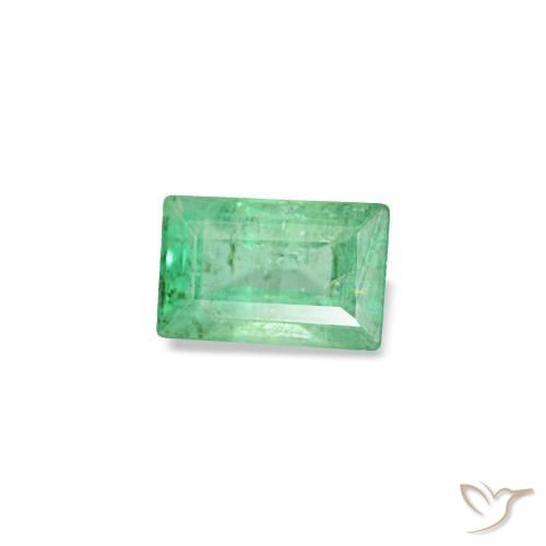 Émeraude vert naturelle baguette, 0,15 ct, SI