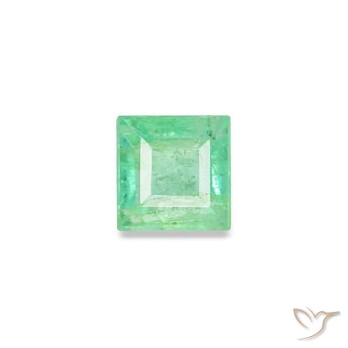 Émeraude vert naturelle carré, 0,09 ct, VS-SI