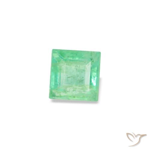 Émeraude vert naturelle carré, 0,09 ct, VS-SI