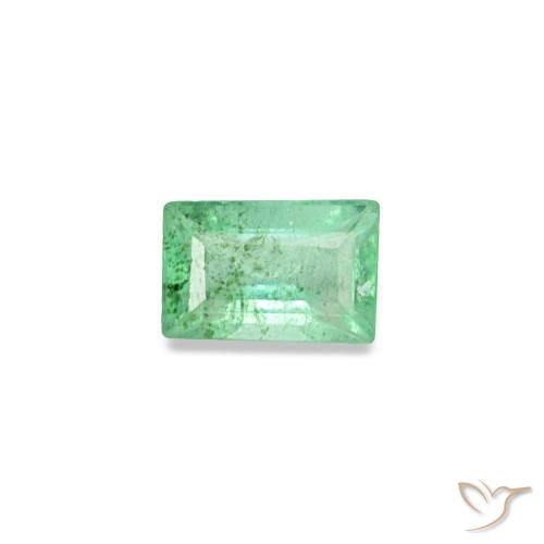 Émeraude vert naturelle baguette, 0,14 ct, SI
