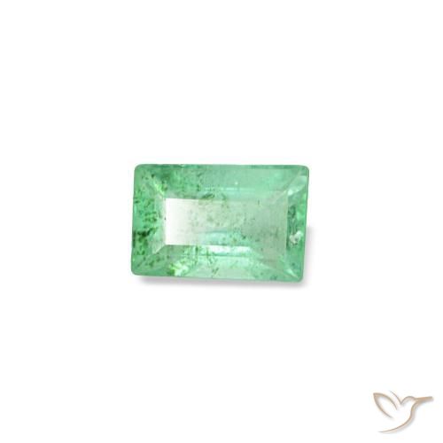 Émeraude vert naturelle baguette, 0,14 ct, SI