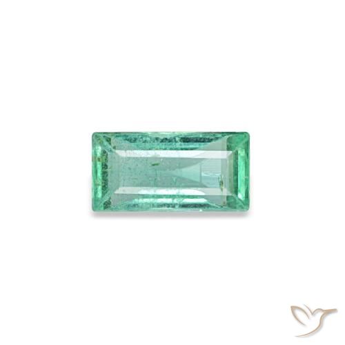 Émeraude vert naturelle baguette, 0,13 ct, VS-SI