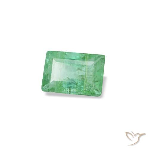 Émeraude vert naturelle baguette, 0,13 ct, SI