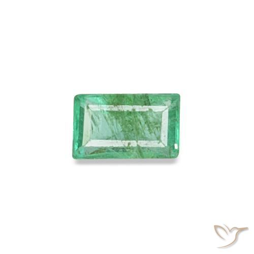 Émeraude vert naturelle baguette, 0,14 ct, SI