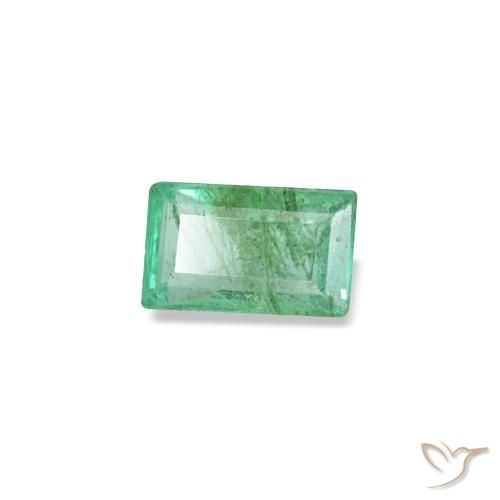 Émeraude vert naturelle baguette, 0,14 ct, SI