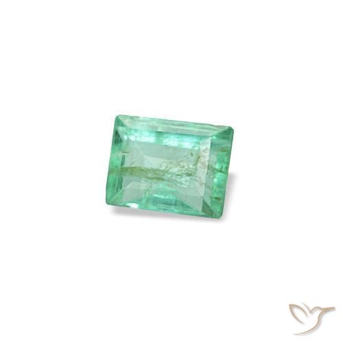 Émeraude vert naturelle baguette, 0,13 ct, SI