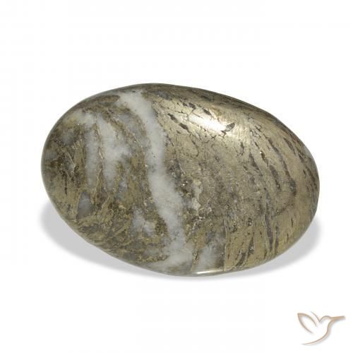 Feather Pyrite Multicolore naturelle ovale, 30.90 ct, Opaque