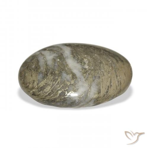 Feather Pyrite Multicolore naturelle ovale, 30.90 ct, Opaque