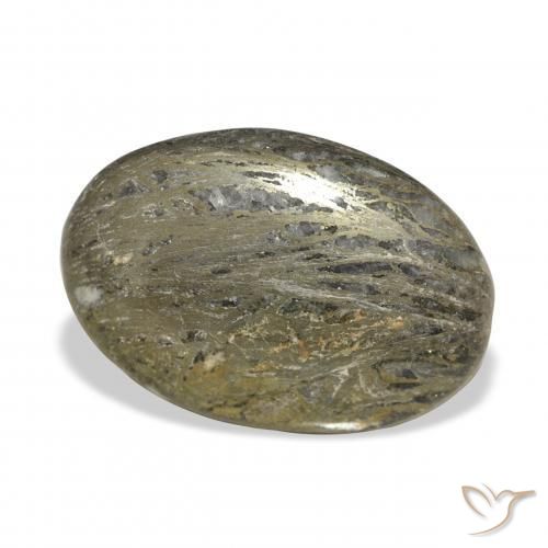 Feather Pyrite Multicolore naturelle ovale, 34.01 ct, Opaque