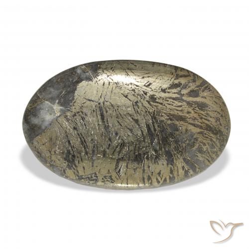 32.74ct Naturel Multicolore Feather Pyrite, ovale, Opaque