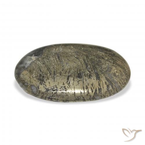 Feather Pyrite Multicolore naturelle ovale, 32.74 ct, Opaque