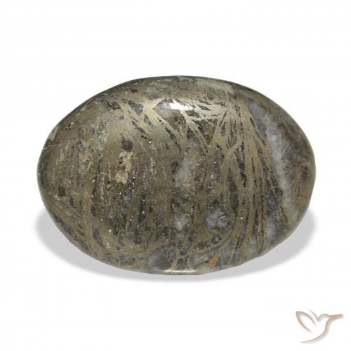 37.90ct Naturel Bronze noirâtre Feather Pyrite, ovale, Opaque