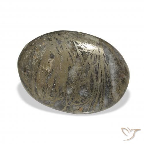 Feather Pyrite Bronze noirâtre naturelle ovale, 37.90 ct, Opaque