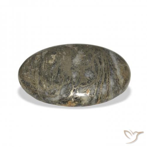 Feather Pyrite Bronze noirâtre naturelle ovale, 37.90 ct, Opaque