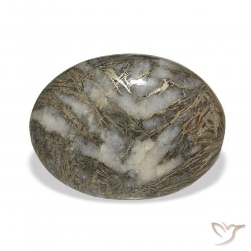 23.93ct Naturel Noir avec bronze Feather Pyrite, ovale, Opaque
