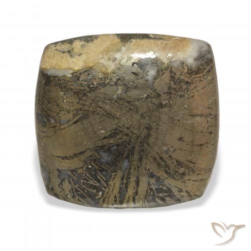 36.45ct Naturel Bronze noirâtre Feather Pyrite, Coussin, Opaque