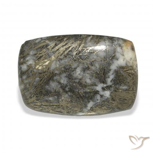 32.71ct Naturel Noir avec bronze Feather Pyrite, Coussin, Opaque