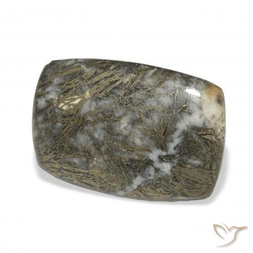 Feather Pyrite Noir avec bronze naturelle Coussin, 32.71 ct, Opaque