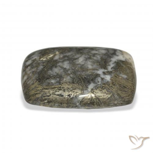 Feather Pyrite Noir avec bronze naturelle Coussin, 32.71 ct, Opaque