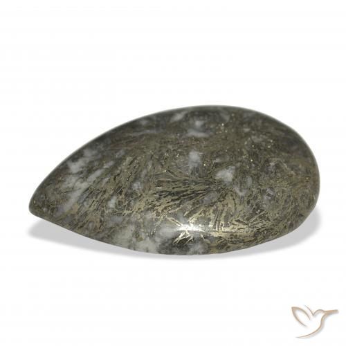 Feather Pyrite Bronze noirâtre naturelle En forme de poire, 38.41 ct, Opaque