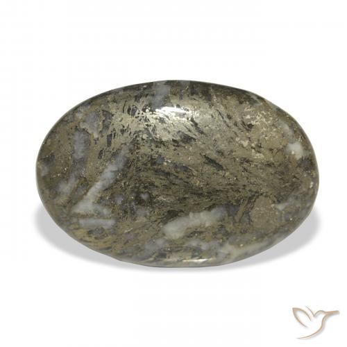 32.77ct Naturel Noir avec bronze Feather Pyrite, ovale, Opaque