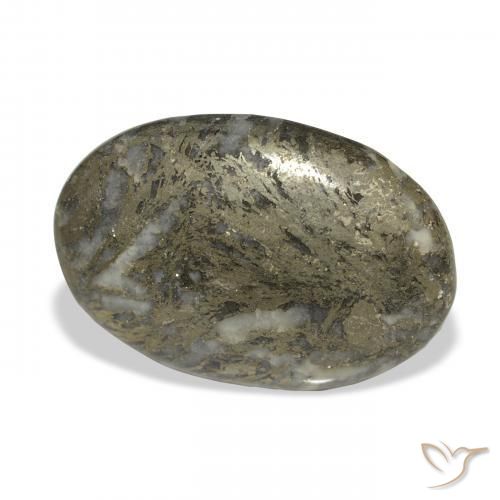 Feather Pyrite Noir avec bronze naturelle ovale, 32.77 ct, Opaque