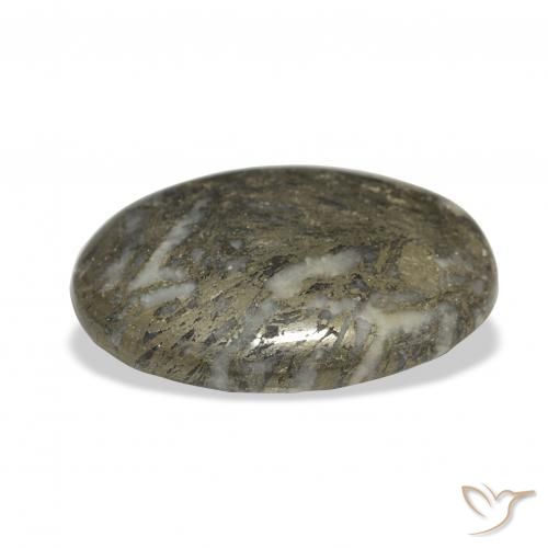 Feather Pyrite Noir avec bronze naturelle ovale, 32.77 ct, Opaque