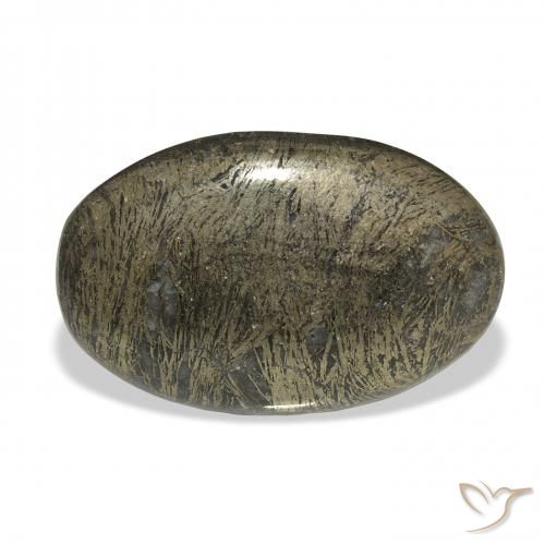 36.99ct Naturel Bronze noirâtre Feather Pyrite, ovale, Opaque