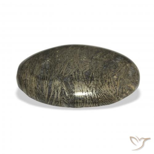 Feather Pyrite Bronze noirâtre naturelle ovale, 36.99 ct, Opaque