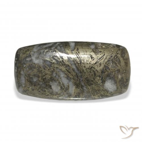 35.65ct Naturel Noir avec bronze Feather Pyrite, Coussin, Opaque