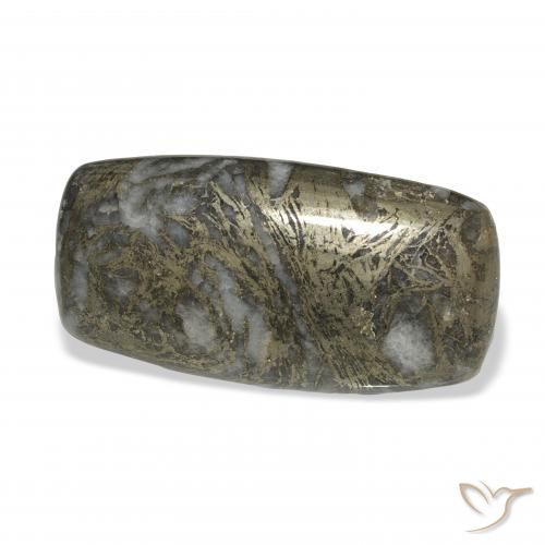 Feather Pyrite Noir avec bronze naturelle Coussin, 35.65 ct, Opaque