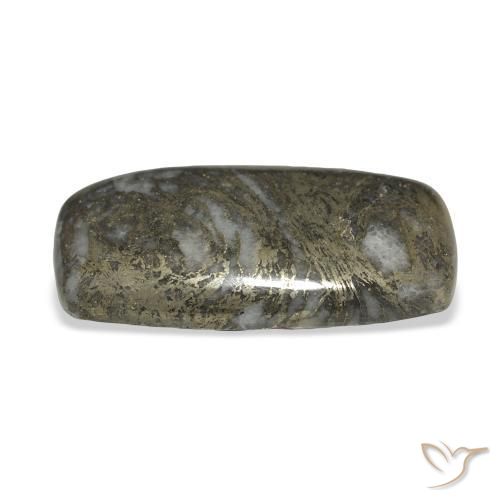 Feather Pyrite Noir avec bronze naturelle Coussin, 35.65 ct, Opaque