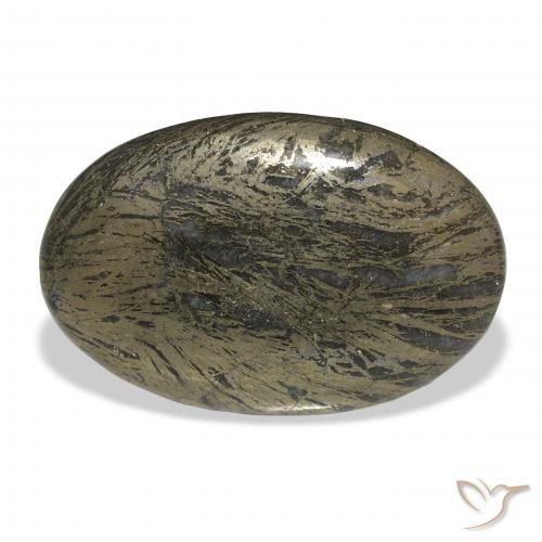 36.00ct Naturel Noir avec bronze Feather Pyrite, ovale, Opaque