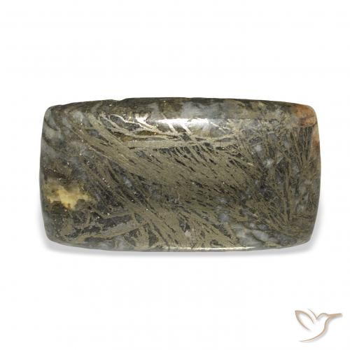 35.56ct Naturel Noir avec bronze Feather Pyrite, Coussin, Opaque