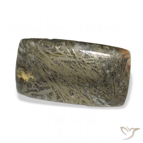 Feather Pyrite Noir avec bronze naturelle Coussin, 35.56 ct, Opaque