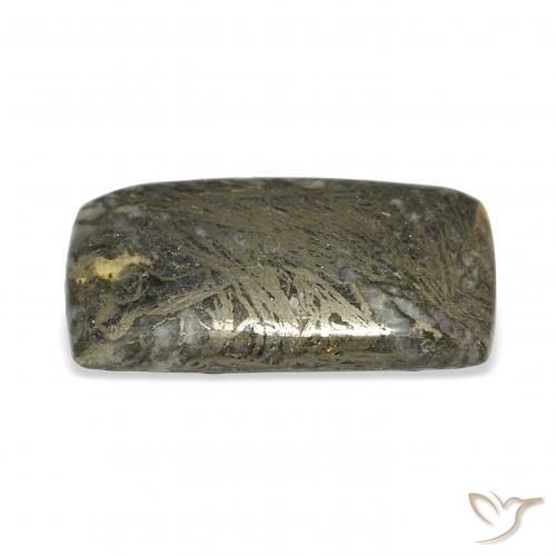 Feather Pyrite Noir avec bronze naturelle Coussin, 35.56 ct, Opaque