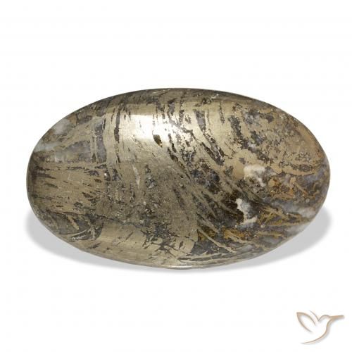 37.38ct Naturel Multicolore Feather Pyrite, ovale, Opaque